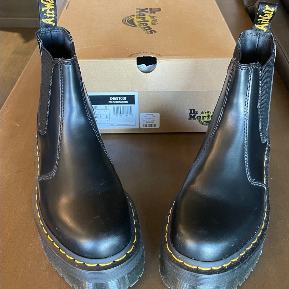 Dr. Martens Black Chelsea Boots with Yellow Accents - Picture 3 of 8